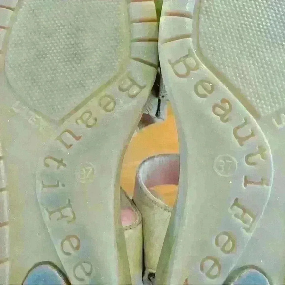 BeautiFeel Genuine Leather Sandals Cream Flats Open Toe,  Size US 6.5 - Picture 7 of 10